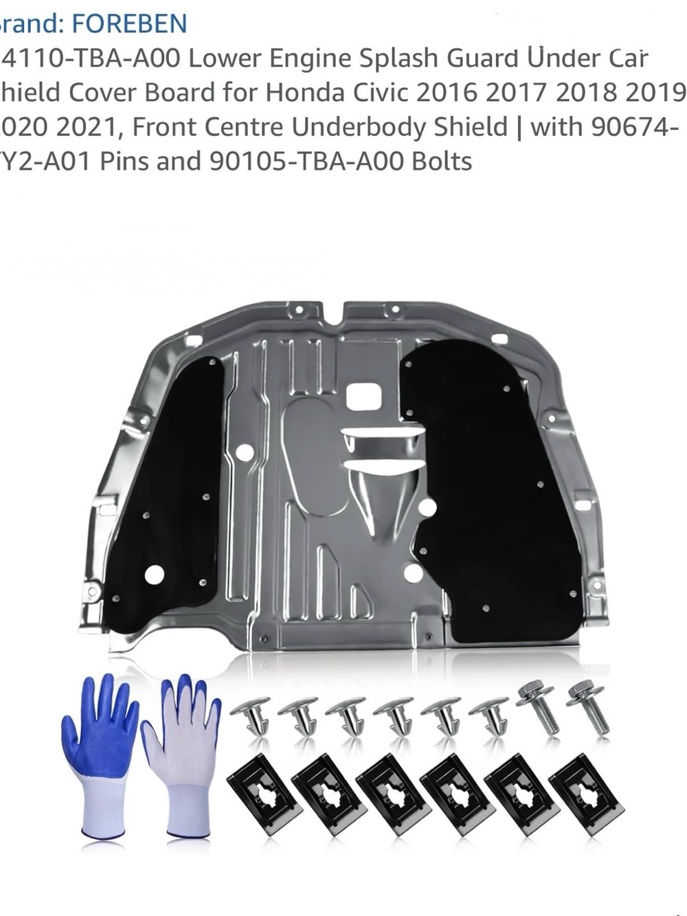 Silver & Black Lower Engine Splash Guard with Hardware